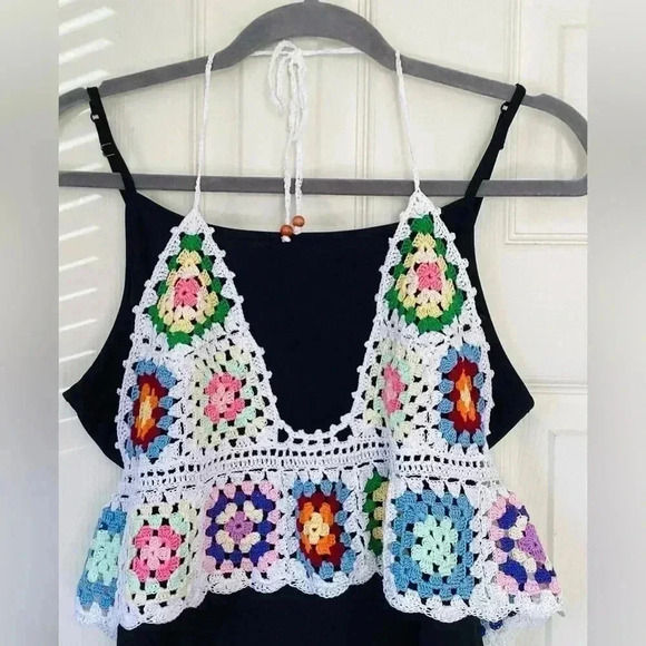 COPY - Granny Square Crop Top, Gypsy Crochet Bralette, Boho Corset Top, beach  … - Picture 3 of 4